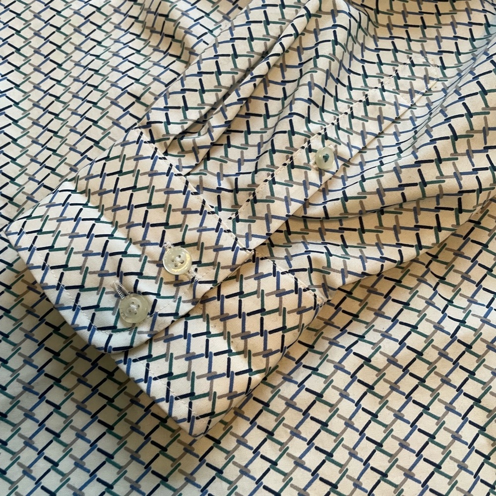 Lands' End women’s chain Patterned Shirt blue gray long sleeve button down - Picture 4 of 9